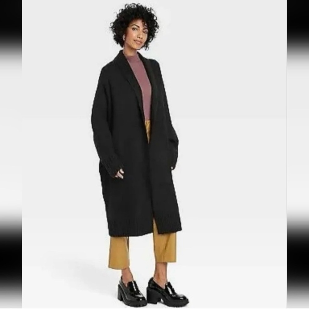 A New Day Long Black Cardigan Coatigan